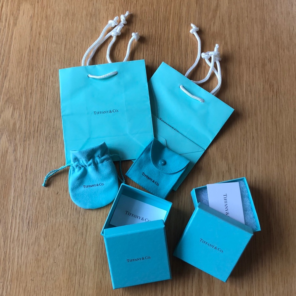Lot of 6 Tiffany boxes, bags, and pouches